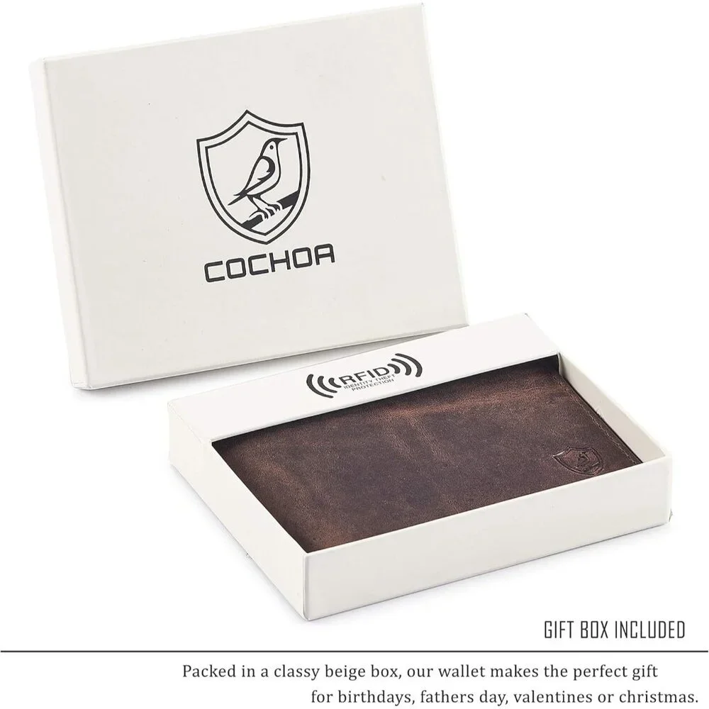 Wallet for Men's RFID Blocking Real Leather Bifold Stylish 2 ID Window